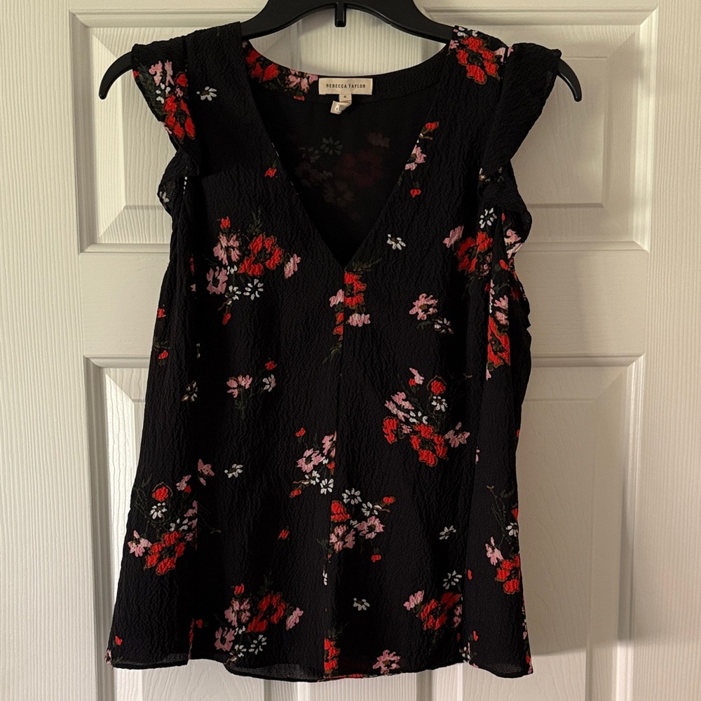 Rebecca Taylor Black Floral Blouse